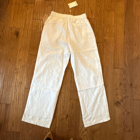 Quince NWT white 100% linen trouser pleat pant lined 6 - Picture 12 of 16